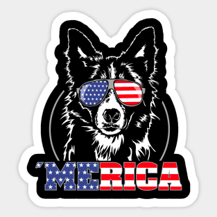 Proud Border Collie American Flag Merica dog Sticker